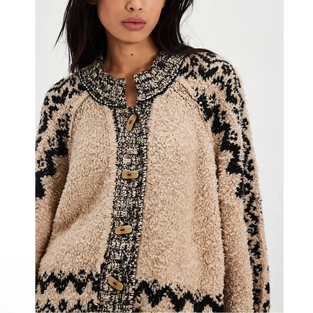 Free People Kodiak Slub Button Front Relaxed Oversized Cardi Sweater NEW XS